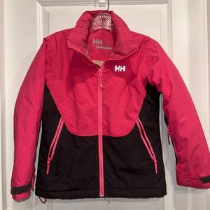 Helly Hansen Kids Girls Ski Tech Hooded Raincoat Jacket 12 Size 152 Pink Lined